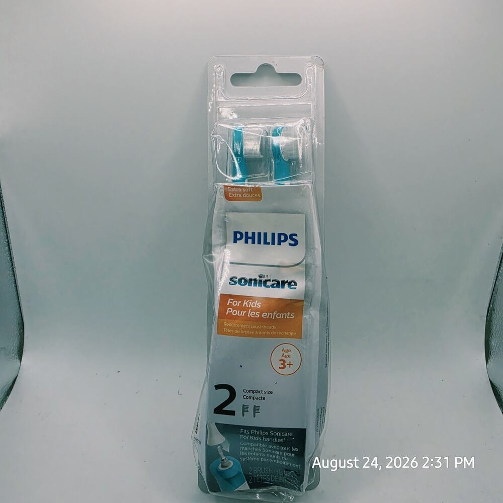 Philips Sonicare for Kids Replacement 2 Toothbrush Heads, Compact, HX6032/94